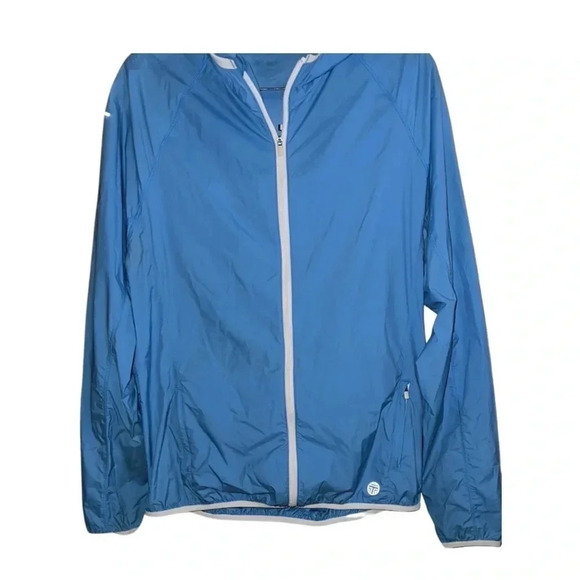 Tory Burch Sport Lightweight Blue Spring Hooded Jacket Size M/L - Picture 3 of 7